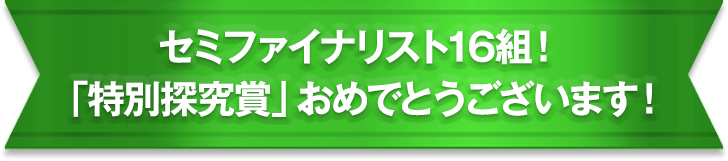 セミファイナリスト16組！「特別探究賞」おめでとうございます！